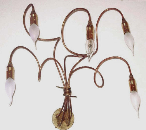 Applique-rustico-Lampadari-Bartalini-ILARIA-AP5-E14-LED-ottone-rame-lampada-parete