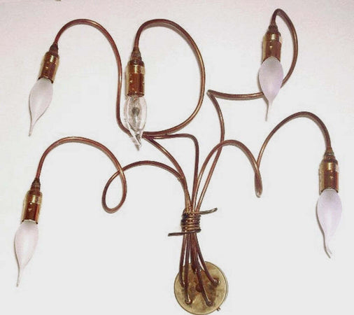 Applique-rustico-Lampadari-Bartalini-ILARIA-AP5-E14-LED-ottone-rame-lampada-parete