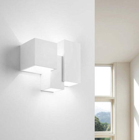 Applique-SF-HERAEA-T205-G9-LED-Sforzin-Illuminazione-gesso-verniciabile-biemissione-lampada-parete-moderna-parallelepipedo