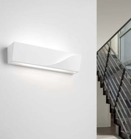 Applique-SF-PELLENE-T201-G9-LED-35.5CM-gesso-bianco-verniciabile-lampada-parete-biemissione-luce-indiretta-interno