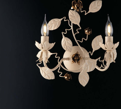 Applique-Shabby-Chic-Bella-Avorio-Oro-2-Luci-E14