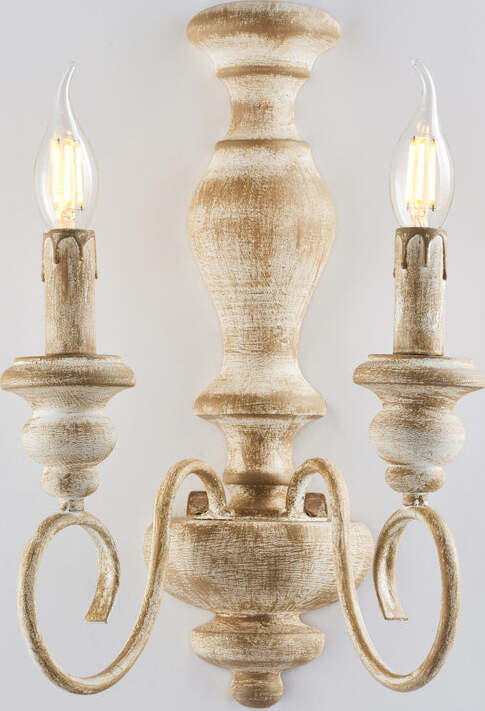 Applique-Shabby-Chic-Cascina-Bianco-Tortora-Vintage-2-Luci-E14