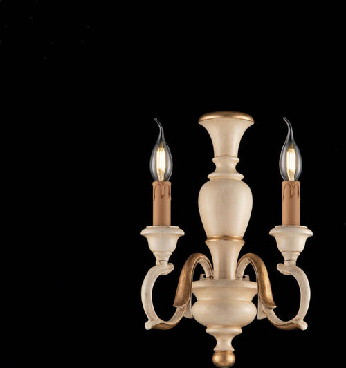 Applique-Shabby-Chic-Fiorenza-Avorio-Oro-2-Luci-E14