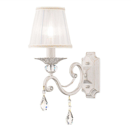 Applique-Shabby-Chic-Grace-Metallo-Bianco-1-Luce-Diffusore-Bianco