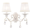 Applique-Shabby-Chic-Grace-Metallo-Bianco-2-Luci-Diffusori-Tessuto-Su-Pvc-Bianco