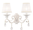 Applique-Shabby-Chic-Grace-Metallo-Bianco-2-Luci-Diffusori-Tessuto-Su-Pvc-Bianco