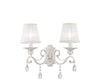 Applique-Shabby-Chic-Grace-Metallo-Bianco-2-Luci-Diffusori-Tessuto-Su-Pvc-Bianco