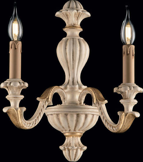 Applique-Shabby-Chic-Leonardo-Avorio-Oro-2-Luci-E14