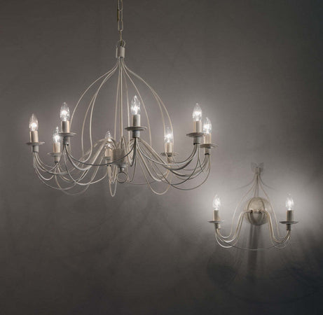 Applique-Shabby-Chic-Provenzale-Corte-Metallo-Bianco-2-Luci-E14