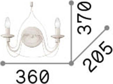 Applique-Shabby-Chic-Provenzale-Corte-Metallo-Bianco-2-Luci-E14