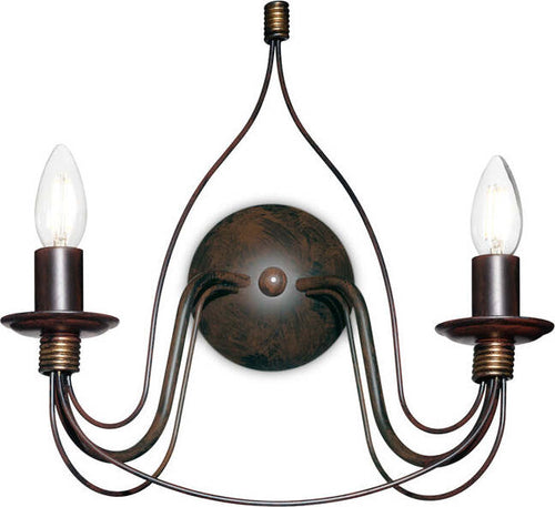 Applique-Shabby-Chic-Provenzale-Corte-Metallo-Nero-2-Luci-E14