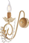 Applique-Shabby-Damasco-1-Luce-Ferro-Battuto-Avorio-E-Oro-Con-Cristalli