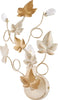Applique-Shabby-Edera-1-Luce-Ferro-Battuto-Avorio-E-Oro-Con-Foglie-E-Cristalli