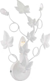 Applique-Shabby-Edera-1-Luce-Ferro-Battuto-Bianco-Con-Foglie-E-Cristalli