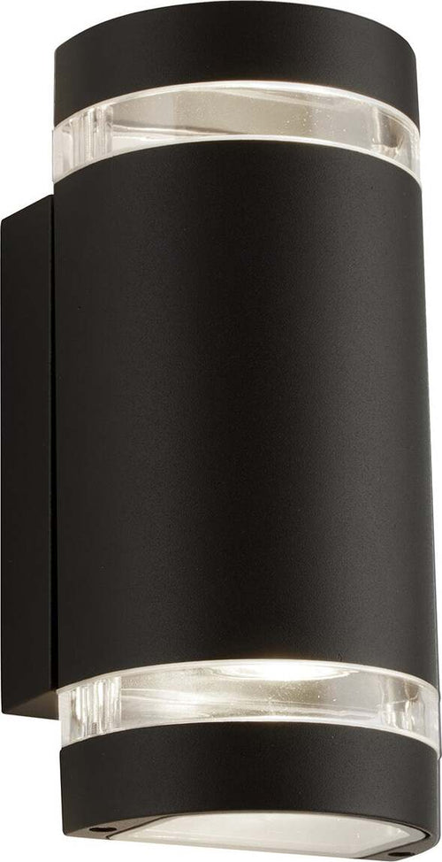 Applique-Sheffield-Alluminio-Nero-Policarbonato-Trasparente-2-Luci-Gu10