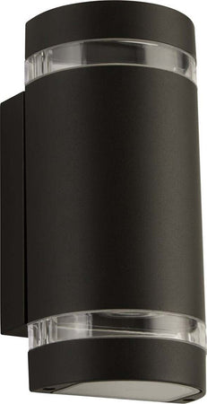 Applique-Sheffield-Alluminio-Nero-Policarbonato-Trasparente-2-Luci-Gu10
