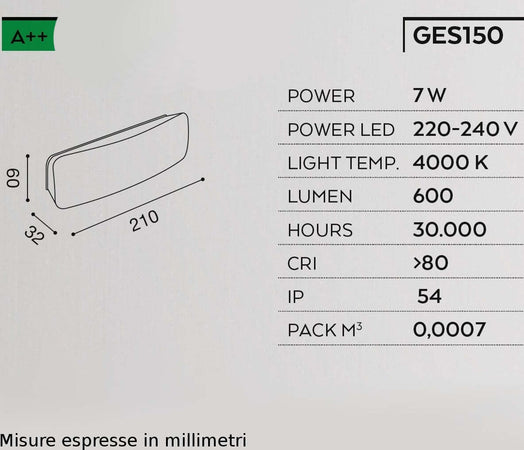 Applique-sintetico-policarbonato-Gea-Led-DAGR-GES150-LED-lampada-parete-segnapasso-moderna-IP54