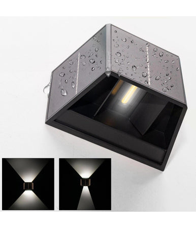 Applique Solare Led 4w Parete Up Down Sensore Crepuscolare Alette Regolabili Luce 4000k