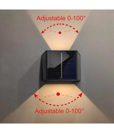Applique Solare Led 4w Parete Up Down Sensore Crepuscolare Alette Regolabili Luce 4000k