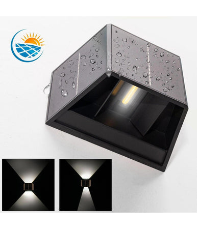 Applique Solare Led 4w Parete Up Down Sensore Crepuscolare Alette Regolabili Luce 4000k