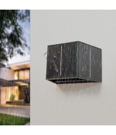 Applique Solare Led 4w Parete Up Down Sensore Crepuscolare Alette Regolabili Luce 4000k