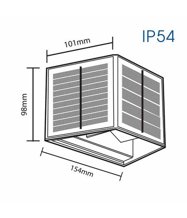 Applique Solare Led 4w Parete Up Down Sensore Crepuscolare Alette Regolabili Luce 4000k