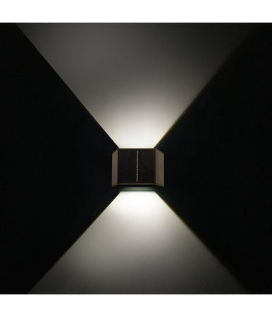 Applique Solare Led 4w Parete Up Down Sensore Crepuscolare Alette Regolabili Luce 4000k