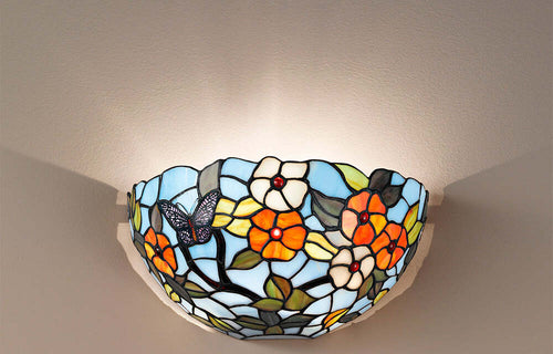 Applique-Tiffany-In-Vetro-Decorato-Multicolor-H.17-Cm