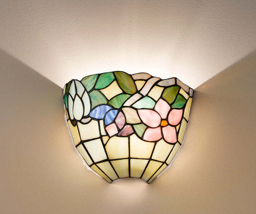 Applique-Tiffany-In-Vetro-Decorato-Multicolor-H.20-Cm