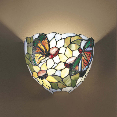 Applique-Tiffany-In-Vetro-Decorato-Multicolor-H.21-Cm