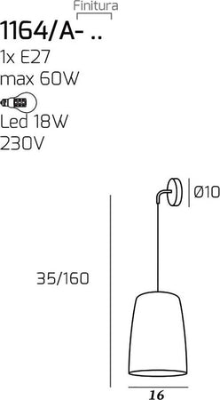 Applique-Top-Light-SHADED-1164CR-A-E27-LED-vetro-colorato-lampada-parete-moderna