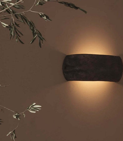 Applique-Toscot-CASTELVERDE-1082-GX53-LED-40CM-IP55-terracotta-lampada-parete-rustica-biemissione-esterno