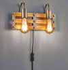 Applique-Trio-Lighting-KHAN-AP2-E27-LED-legno-lampada-parete-classica-rustica-vintage-multiluce-interno