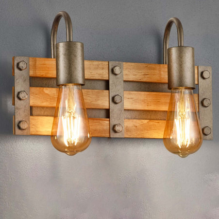 Applique-Trio-Lighting-KHAN-AP2-E27-LED-legno-lampada-parete-classica-rustica-vintage-multiluce-interno