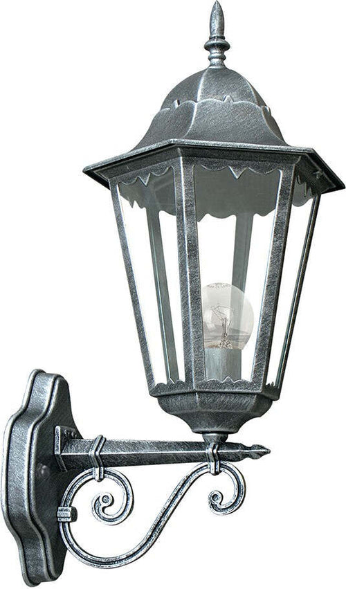 Applique Up Firenze Nero/Argento 1Xe27 Ip44 28,6X50,5X20,5Cm Illuminazione/Illuminazione per esterni/Lampade da parete Led Mall Home - Napoli, Commerciovirtuoso.it