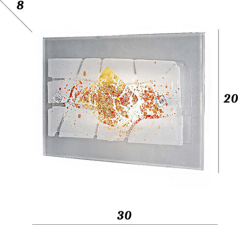 Applique-vetro-rosso-oro-24K-Familamp-MIAMI-309-AP-E27-LED-lampada-parete-moderna-artigianale-camerette