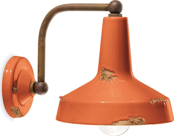 Applique-Vintage-Ceramica-Arancio-Curva-1-Luce-E27