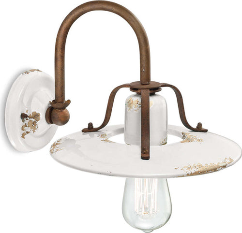 Applique-Vintage-Country-Ferro-E-Ceramica-Bianco-1-Luce-E27-25Cm