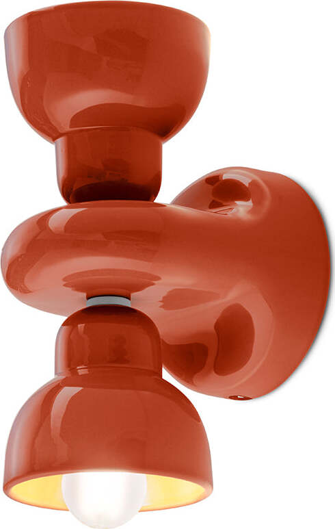 Applique-Vintage-Decò-Berimbau-Ceramica-Arancio-Pokè-2-Luci-E14