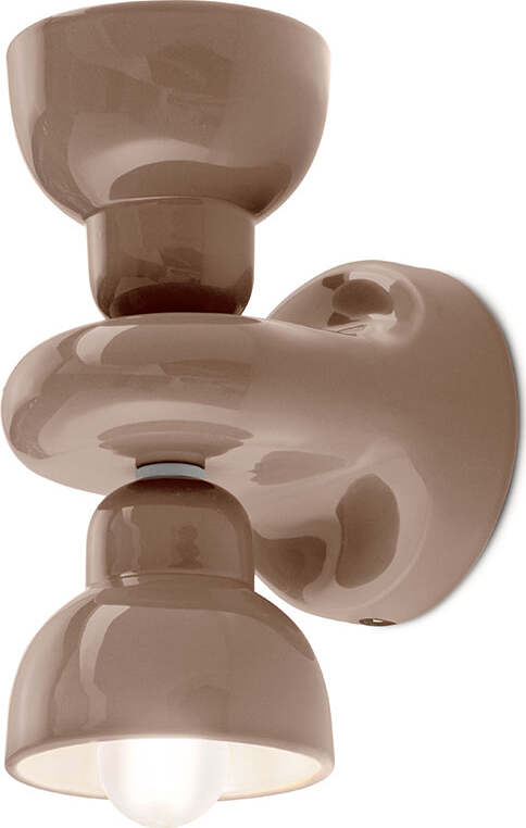Applique-Vintage-Decò-Berimbau-Ceramica-Marrone-Moka-2-Luci-E14