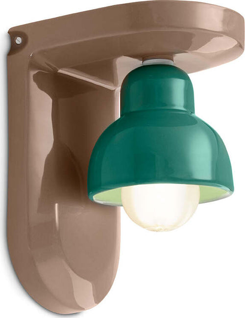 Applique-Vintage-Decò-Berimbau-Ceramica-Marrone-Moka-E-Turchese-1-Luce-E27