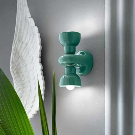 Applique-Vintage-Decò-Berimbau-Ceramica-Turchese-2-Luci-E14