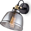 Applique-Vintage-Irving-Metallo-Nero-1-Luce-Vetro-Diffusore-Vetro-Fumè