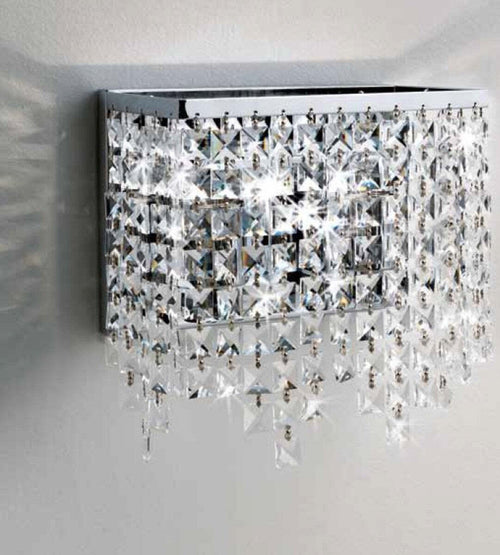Appliques-Illuminando-MESSICO-AP-2-E27-LED-lampada-parete-cristallo-quadrati-moderno-classico-interno