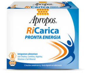 Apropos Ricarica Pronta Energia 2x1 Integratore Alimentare con Creatina, Carnitina, Arginina e Ferro Desa Pharma Srl