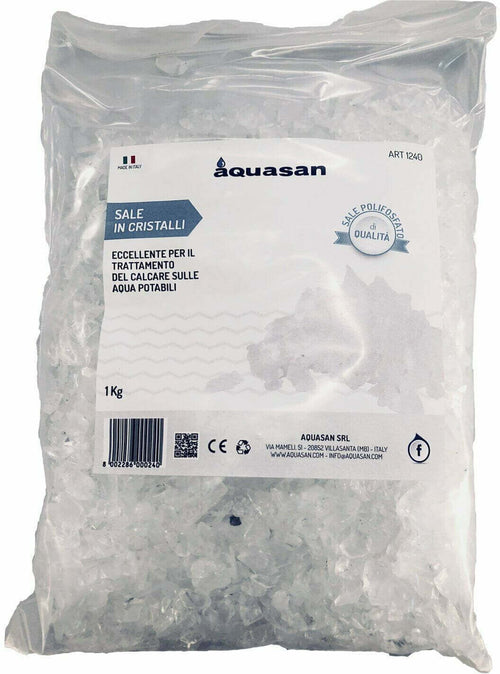 Aquasan Sale Polifosfato Cristalli in Sacchetto, Bianco, 1 kg