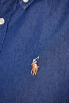 Camicia Uomo Ralph Lauren Uomo Camicia Sportiva in Jeans Denim Scuro Casual Custom Fit Vestibilità Regolare Blu Navy Coletto Button Down E Logo Ricamato