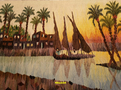 Arazzo Kilim Nilo 160x93cm Harrania Egitto 100% Artigianale Originale Unico Con Certificato Casa e cucina/Decorazioni per interni/Arazzi e tappezzeria Mollaian Tappeti - Lecce, Commerciovirtuoso.it