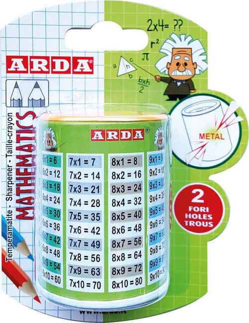 ARDA-Temperamatite-doppio-foro-con-serbatoio-Mathematics-Colori-Assortiti