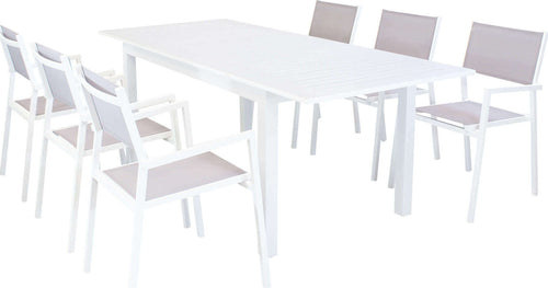 ARGENTUM---set-tavolo-da-giardino-allungabile-150/210x90-compreso-di-6-poltrone-in-alluminio-Bianco-Milani-Home